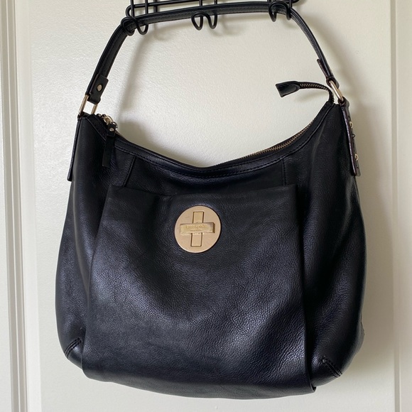 kate spade Handbags - Kate Spade Womenʼs Black Boho Leather Handbag Shoulder Bag/Purse Polka Dot Lined